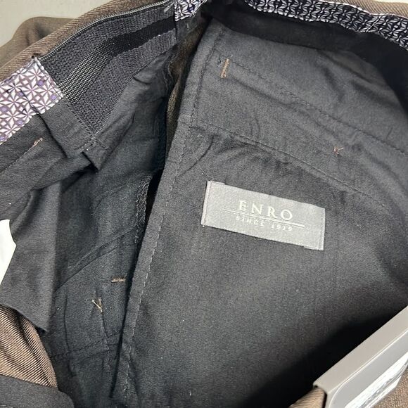 Enro Dark Brown Men’s Dress Slack Pants Formal Suit Khaki Office Casual Work NWT - Picture 6 of 11